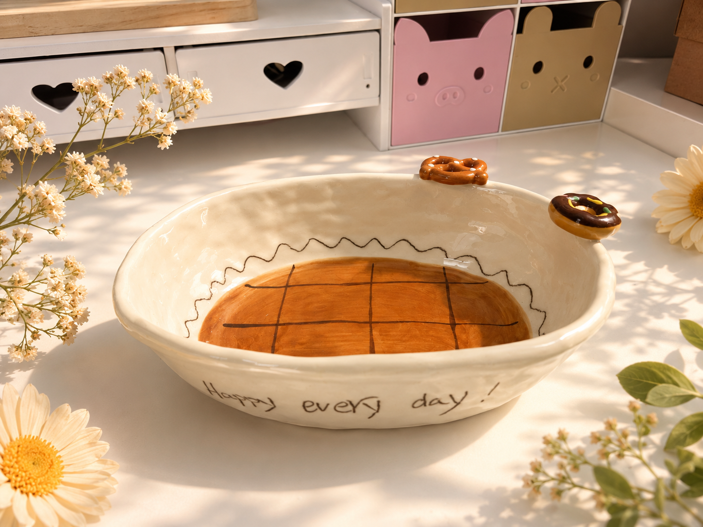 Waffle Pretzel Oval Bowl